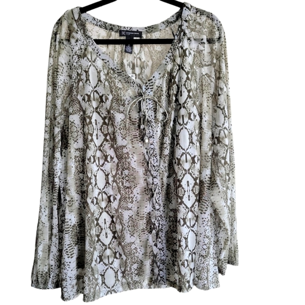 NWT INC International Concepts Y2K 2pc Reptile Print Blouse Plus Size 3X